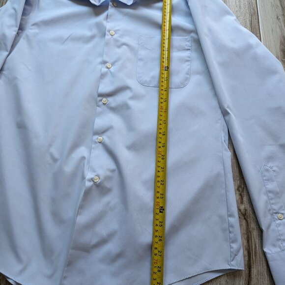 Geoffrey Beene Fitted Blue Dress Shirt 34/35 Sleeve Wrinkle Free Modern - Picture 5 of 6
